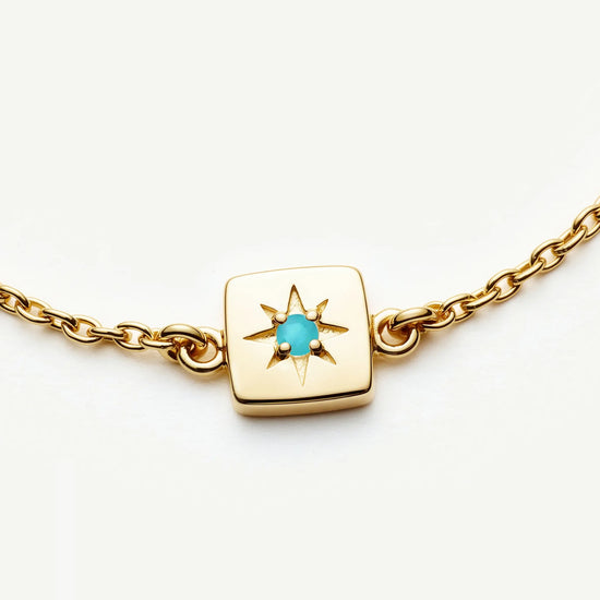 December Birthstone Slider Bracelet | 18k Gold Plated/Dyed Turquoise Magnesite Bracelets Missoma 