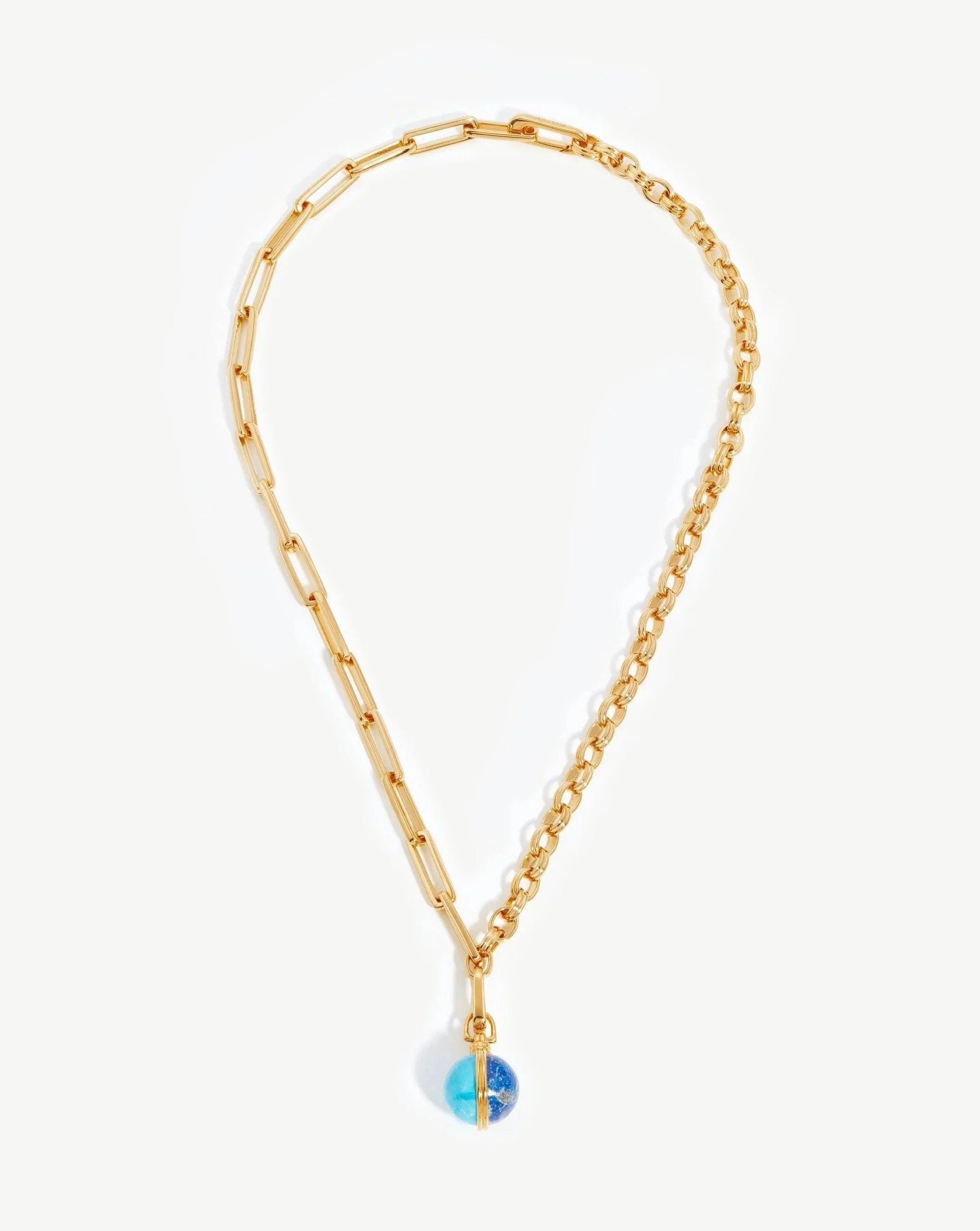 Deconstructed Axiom Sphere Chain Necklace | 18k Gold Plated / Lapis & Turquoise Necklaces Missoma 