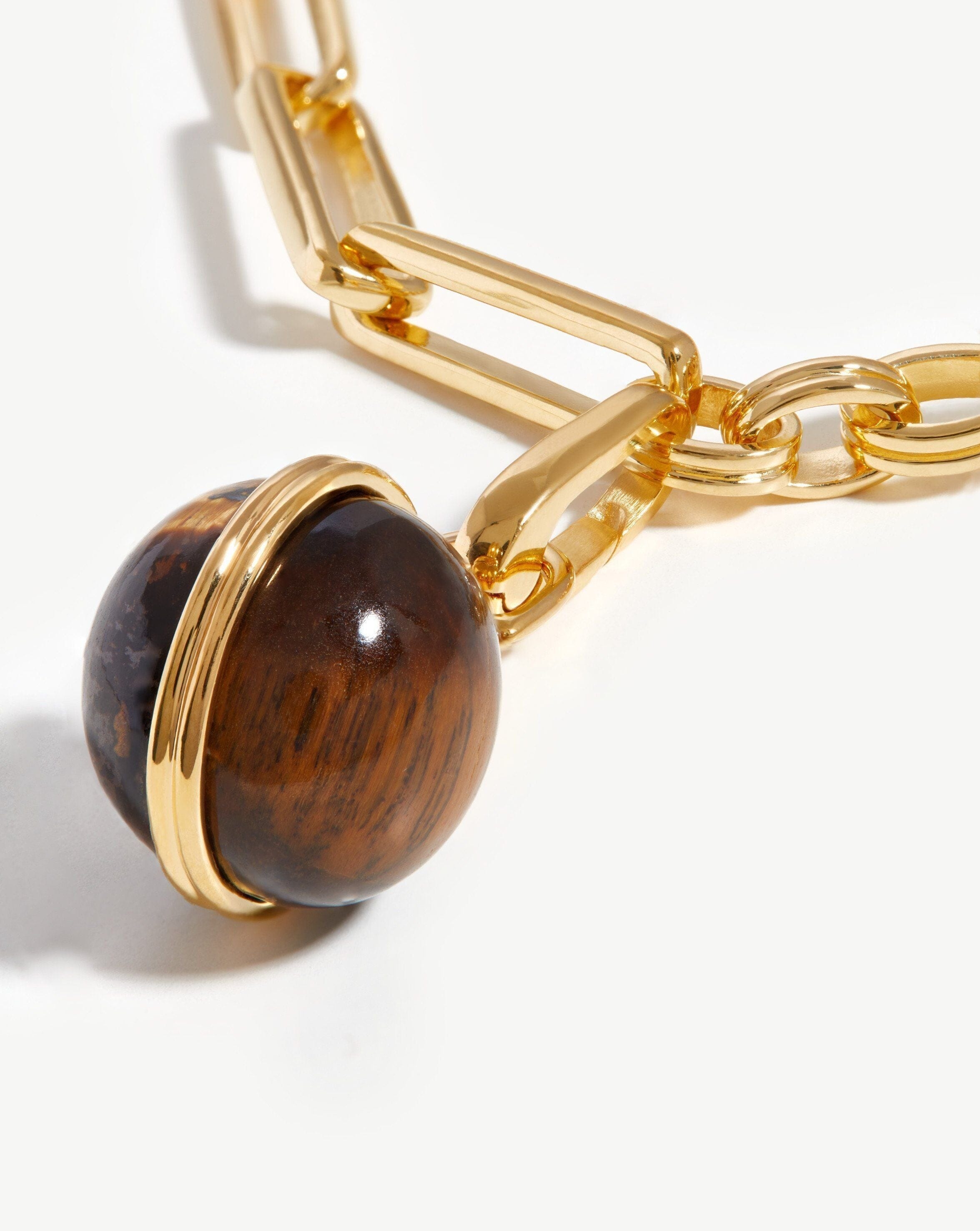 Deconstructed Axiom Sphere Chain Necklace | 18k Gold Plated/Tigers Eye Necklaces Missoma 