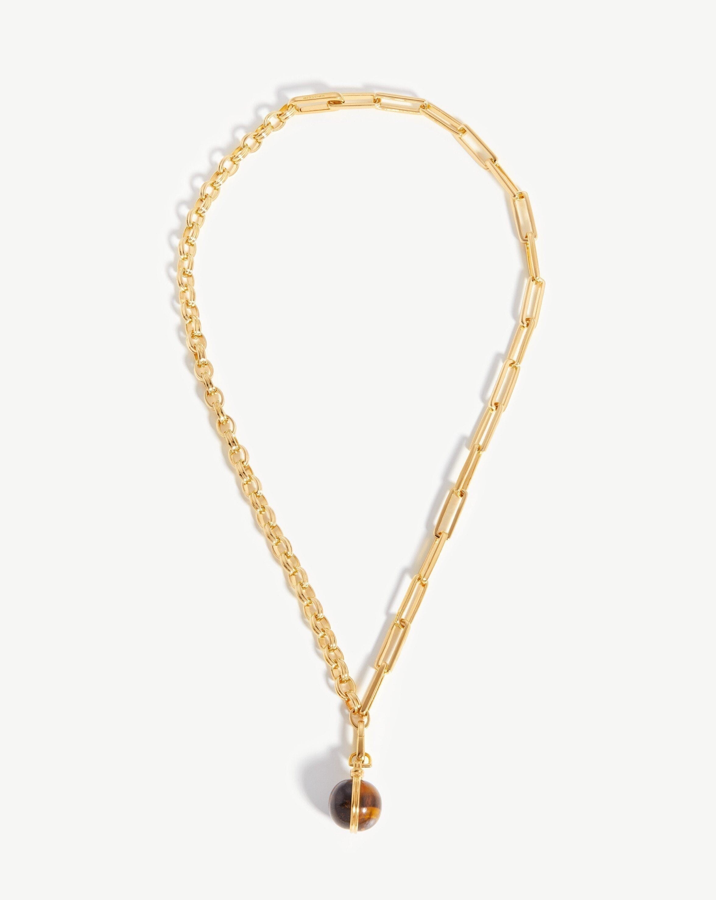 Deconstructed Axiom Sphere Chain Necklace | 18k Gold Plated/Tigers Eye Necklaces Missoma 