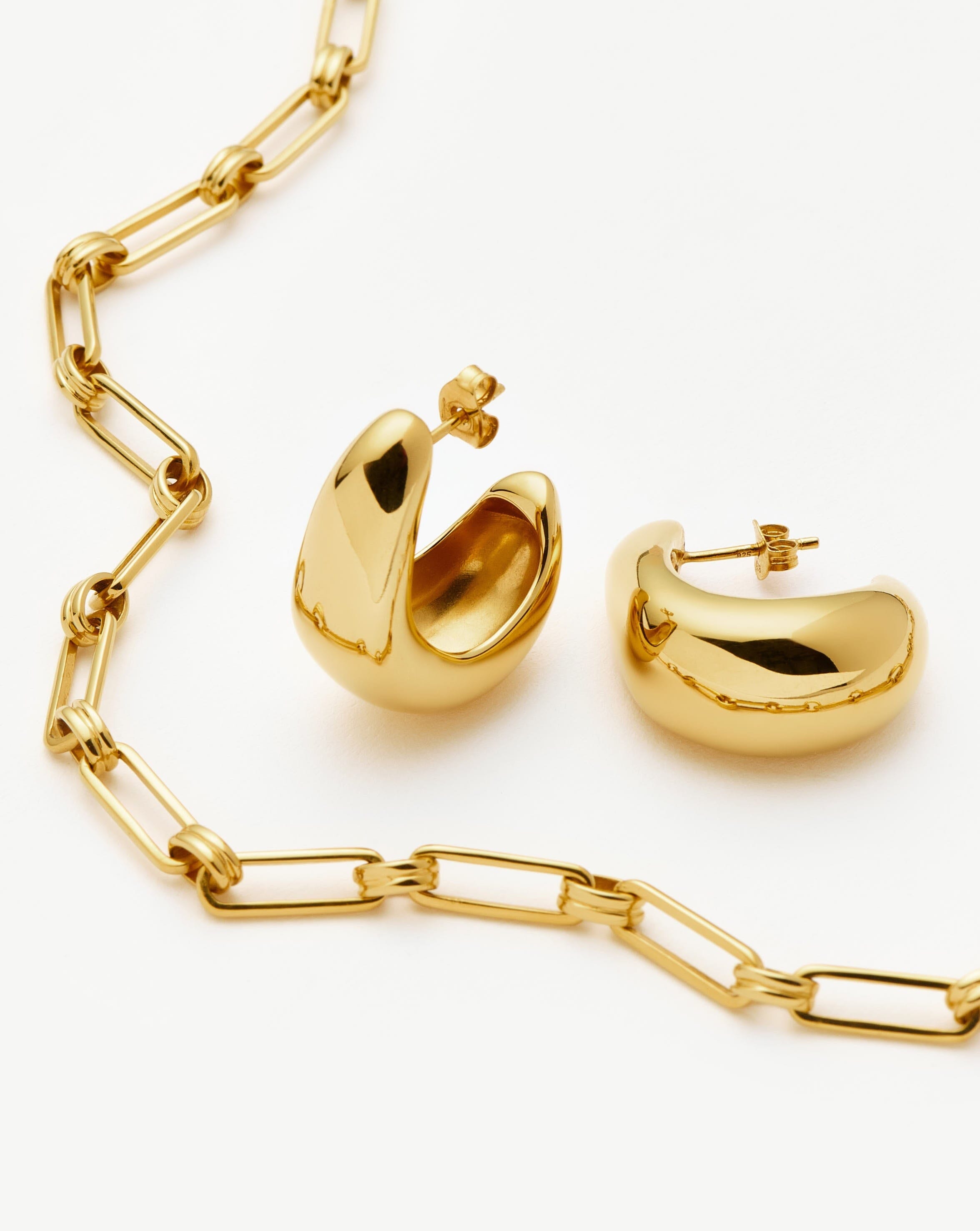 Dome Hoop Earrings & Chain Necklace Set | 18ct Gold Plated Layering Sets Missoma 