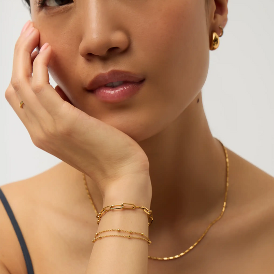 Double Chain & Mini Paperclip Bracelet Set | 18k Gold Vermeil/18k Gold Plated Bracelets Missoma 