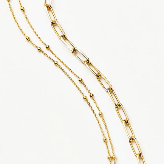 Double Chain & Mini Paperclip Bracelet Set | 18k Gold Vermeil/18k Gold Plated Bracelets Missoma 