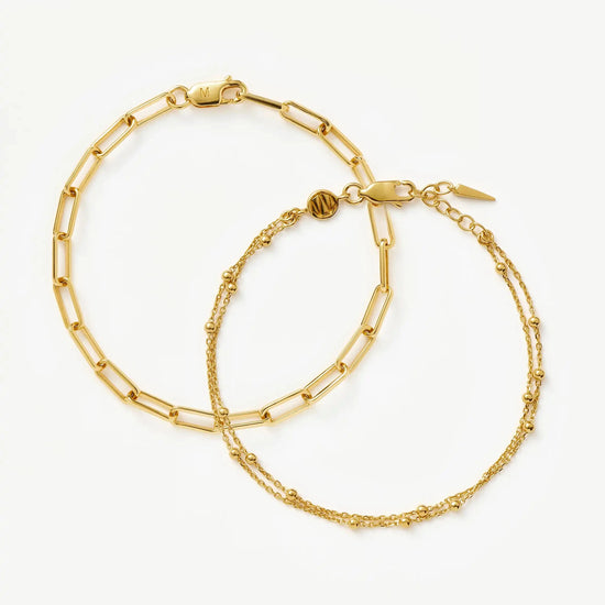 Double Chain & Mini Paperclip Bracelet Set | 18k Gold Vermeil/18k Gold Plated Bracelets Missoma 