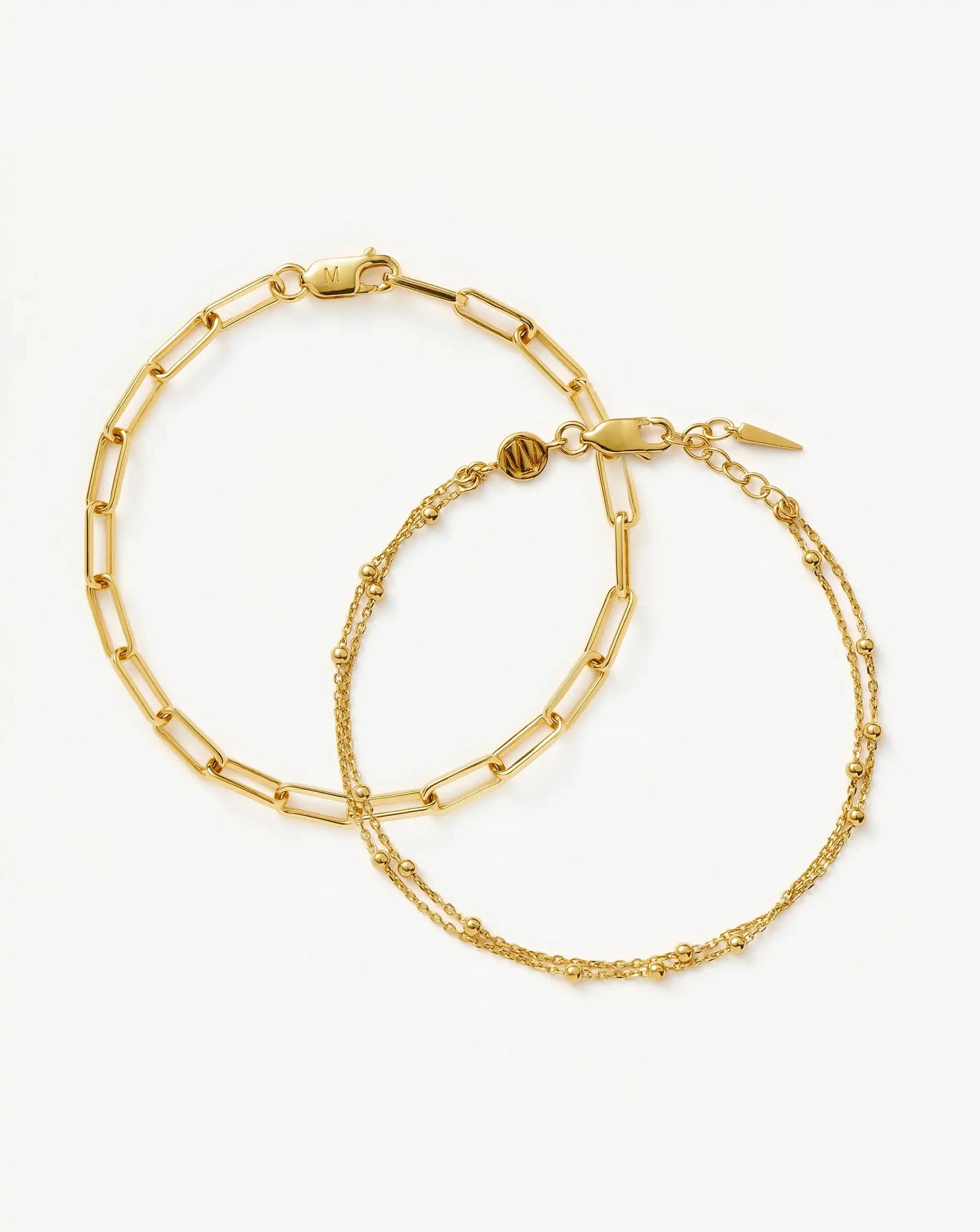 Double Chain & Mini Paperclip Bracelet Set | 18k Gold Vermeil/18k Gold Plated Bracelets Missoma 