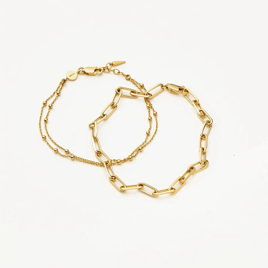 Double Chain & Mini Paperclip Bracelet Set | 18k Gold Vermeil/18k Gold Plated Bracelets Missoma 