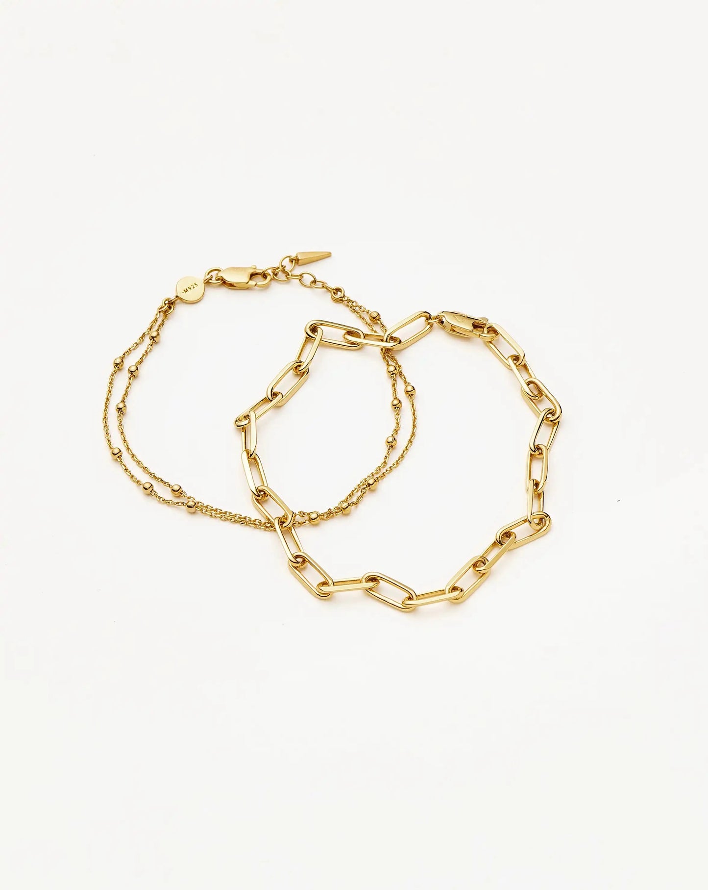 Double Chain & Mini Paperclip Bracelet Set | 18k Gold Vermeil/18k Gold Plated Bracelets Missoma 
