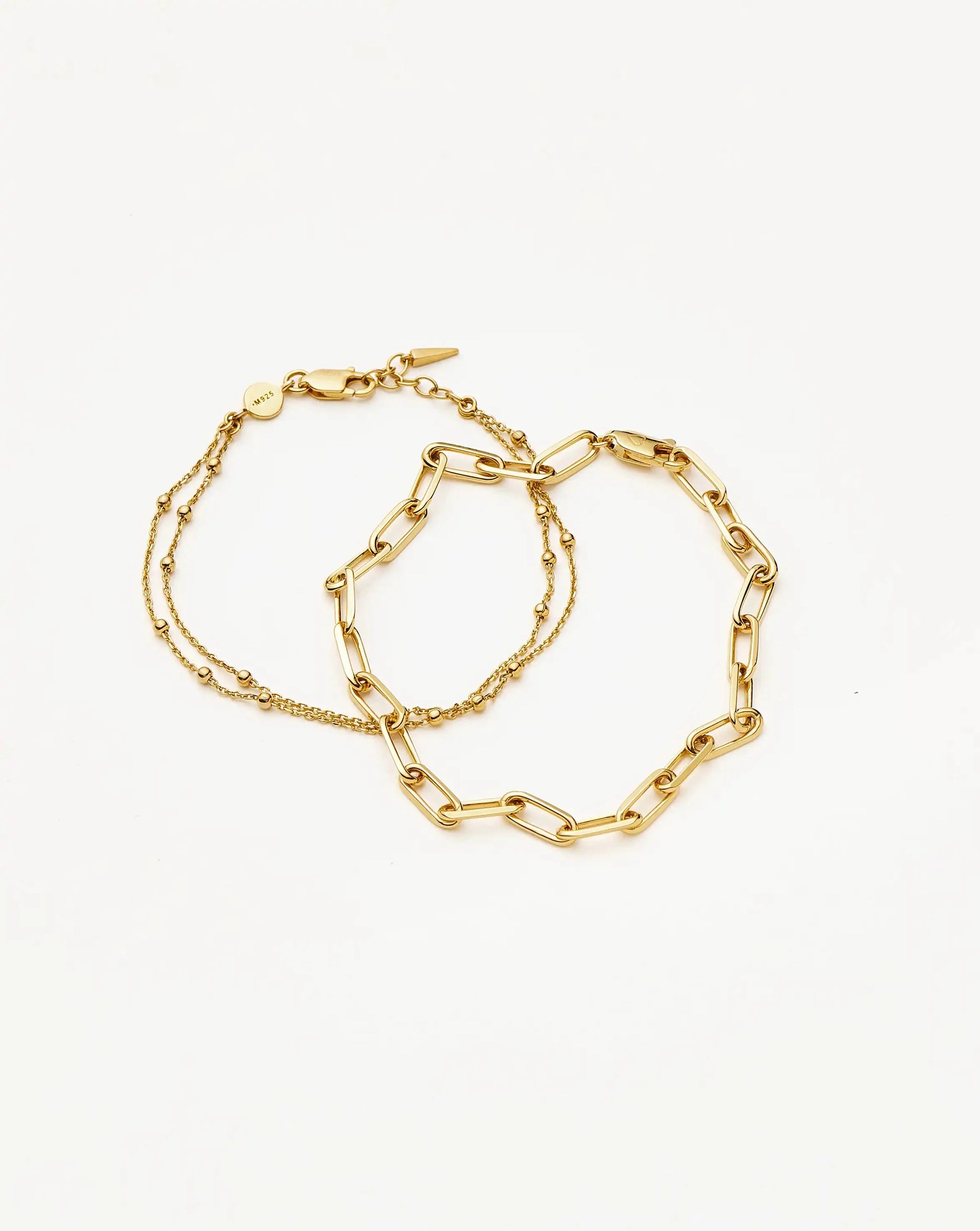 Double Chain & Mini Paperclip Bracelet Set | 18k Gold Vermeil/18k Gold Plated Bracelets Missoma 