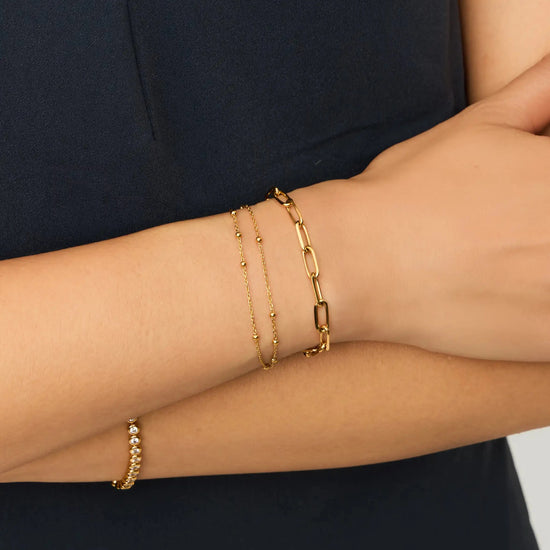 Double Chain & Mini Paperclip Bracelet Set | 18k Gold Vermeil/18k Gold Plated Bracelets Missoma 