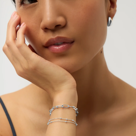 Double Chain & Mini Paperclip Bracelet Set | Sterling Silver/Silver Plated Bracelets Missoma 