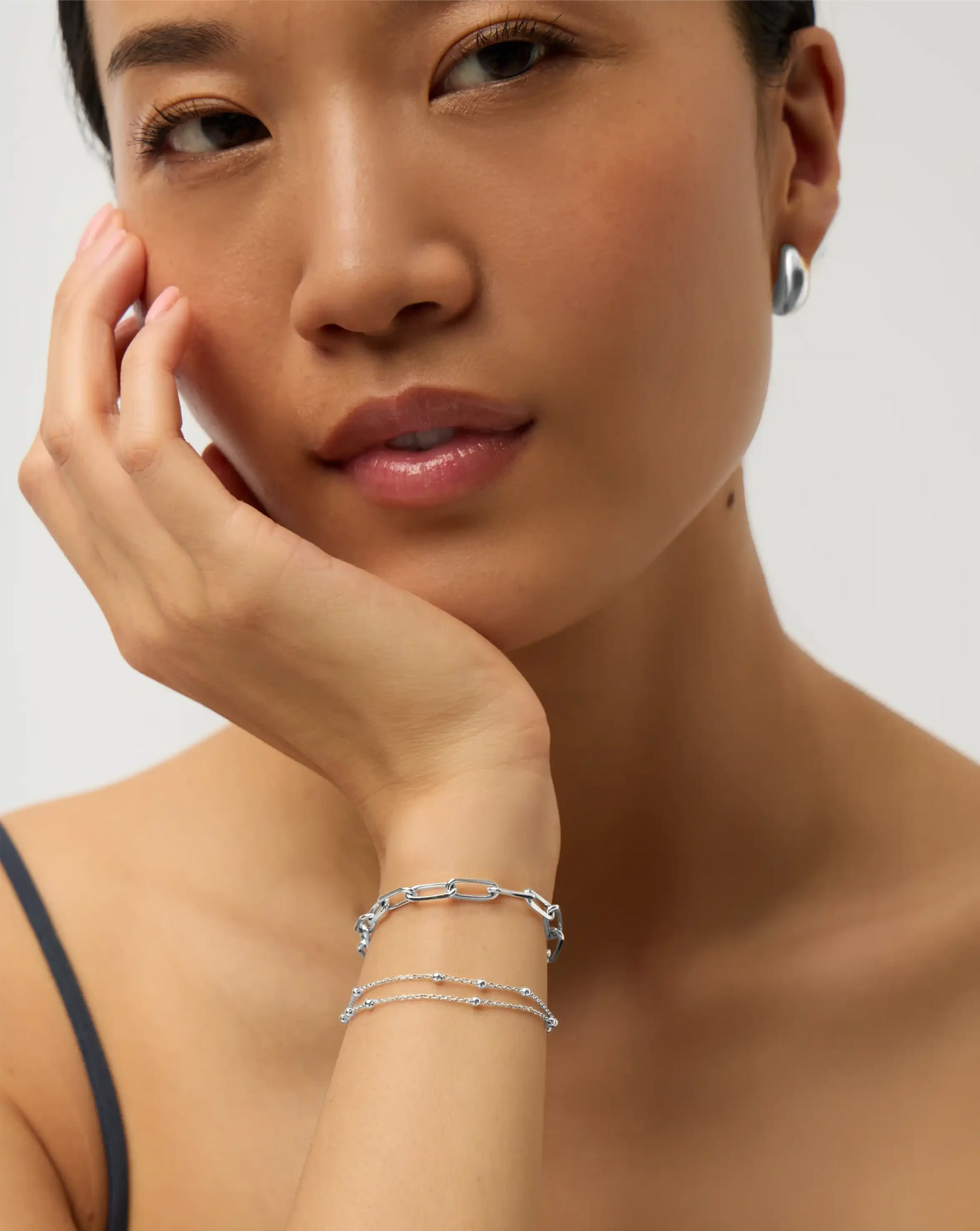 Double Chain & Mini Paperclip Bracelet Set | Sterling Silver/Silver Plated Bracelets Missoma 