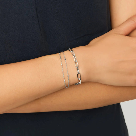 Double Chain & Mini Paperclip Bracelet Set | Sterling Silver/Silver Plated Bracelets Missoma 