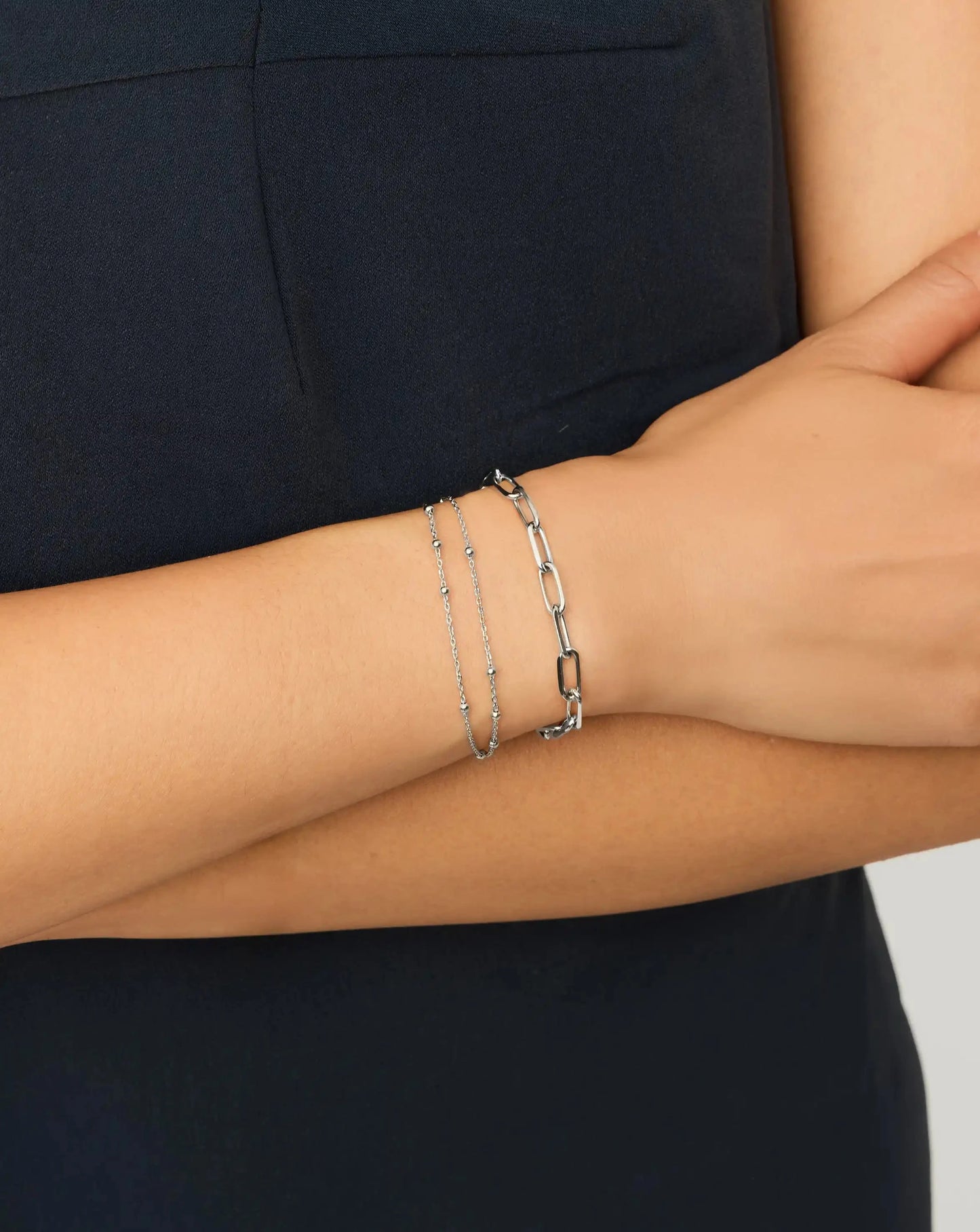Double Chain & Mini Paperclip Bracelet Set | Sterling Silver/Silver Plated Bracelets Missoma 