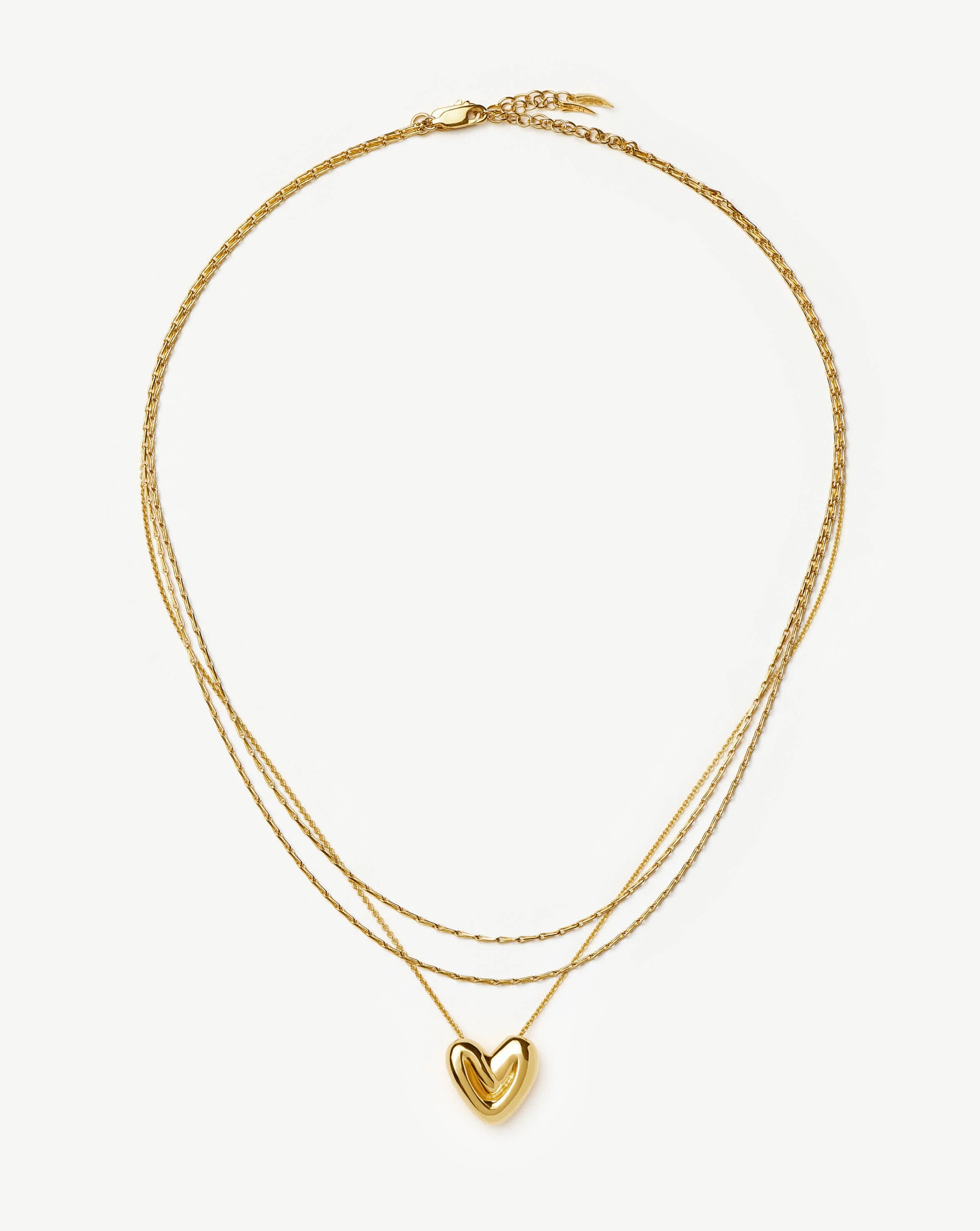 Double Chain & Puffy Heart Necklace Set | 18k Gold Plated Layering Sets Missoma 