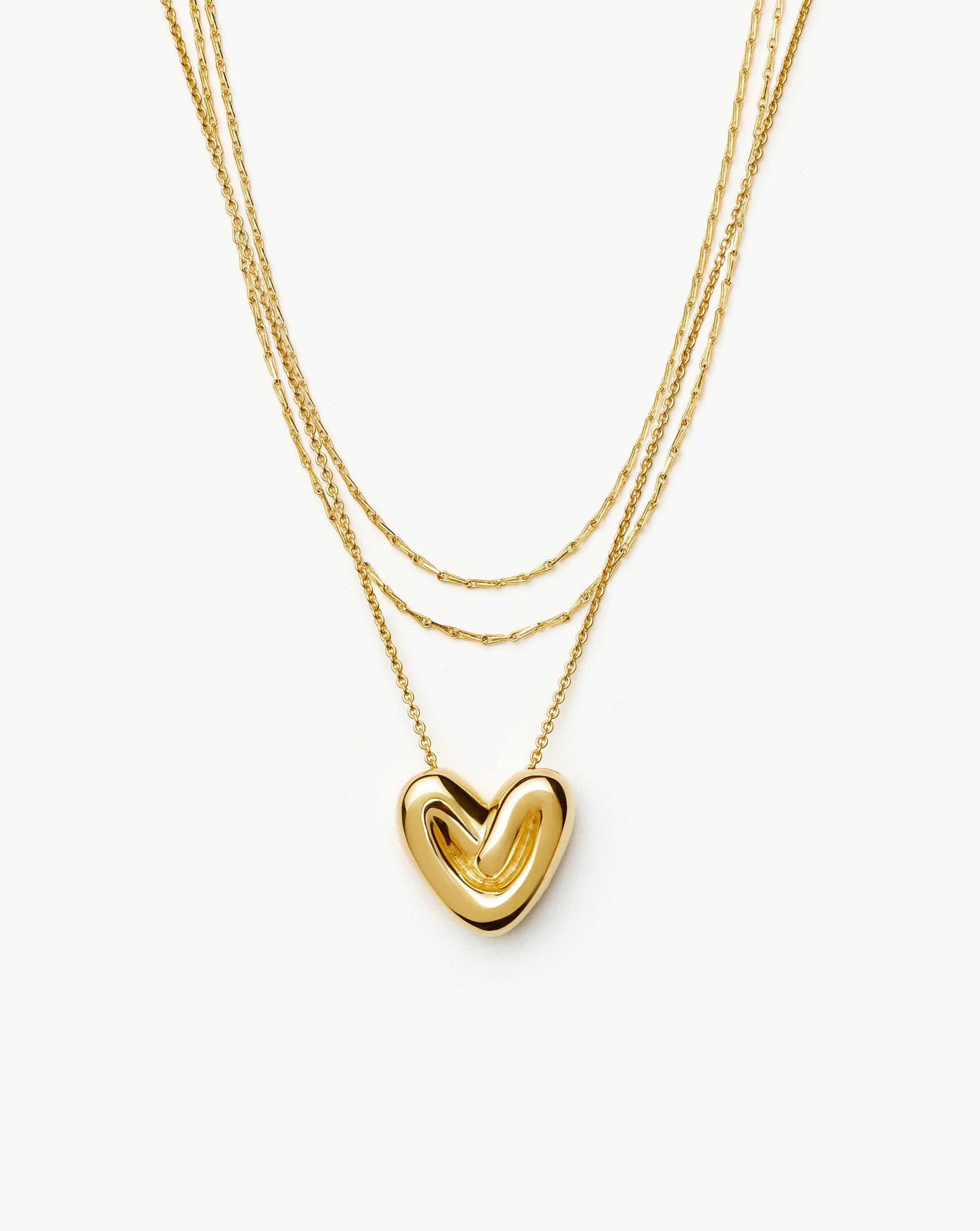 Double Chain & Puffy Heart Necklace Set | 18k Gold Plated Layering Sets Missoma 