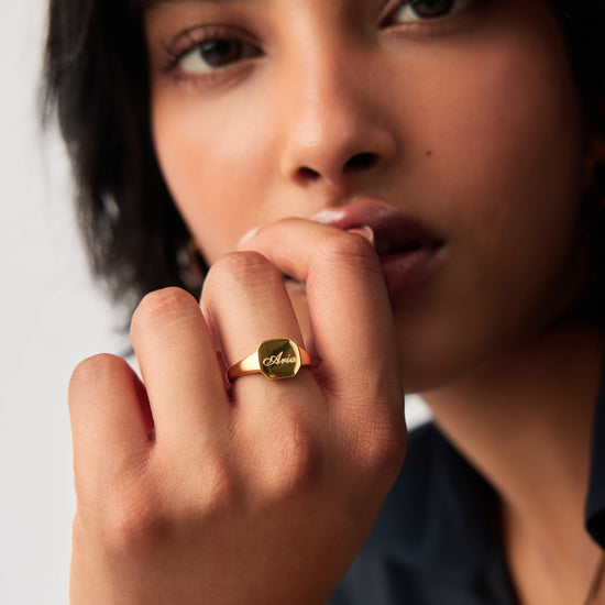 Engravable Oka Signet Ring | 18k Gold Vermeil Rings Missoma 