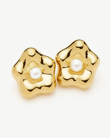 Eny Puffy Daisy Oversized Stud Earrings | 18k Gold Plated/Pearl Earrings Missoma 