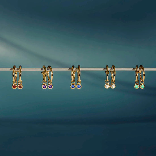 February Birthstone Mini Charm Hoop Earrings | 18k Gold Vermeil/Amethyst Earrings Missoma 