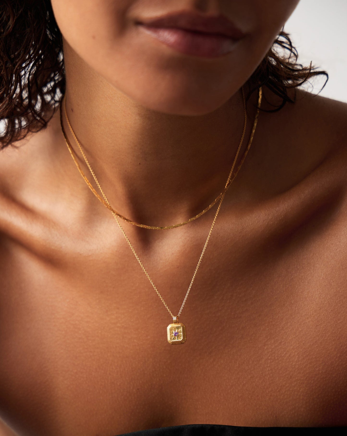 February Birthstone Necklace & Charm Earrings Set | 18k Gold Vermeil/Amethyst Necklaces Missoma 