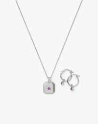 February Birthstone Necklace & Charm Earrings Set | Sterling Silver/Amethyst Necklaces Missoma 