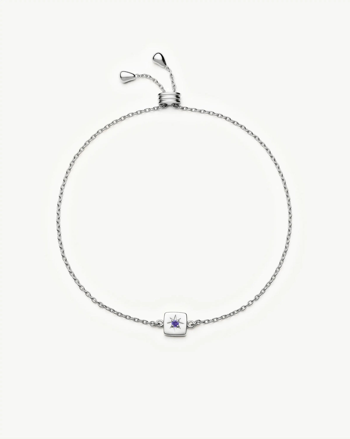 Feburary Birthstone Slider Bracelet | Silver Plated/Natural Amethyst Bracelets Missoma 