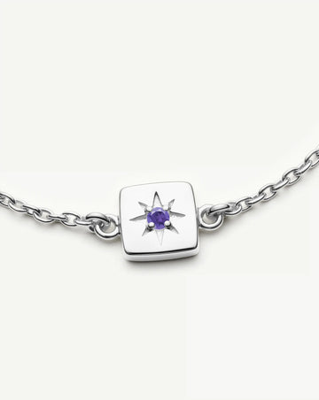 Feburary Birthstone Slider Bracelet | Silver Plated/Natural Amethyst Bracelets Missoma 