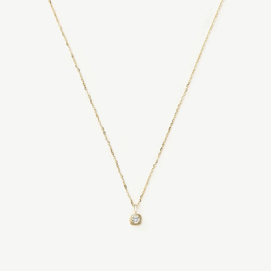 Fine April Birthstone Pendant Necklace | 14k Solid Gold/White Sapphire Necklace Missoma 