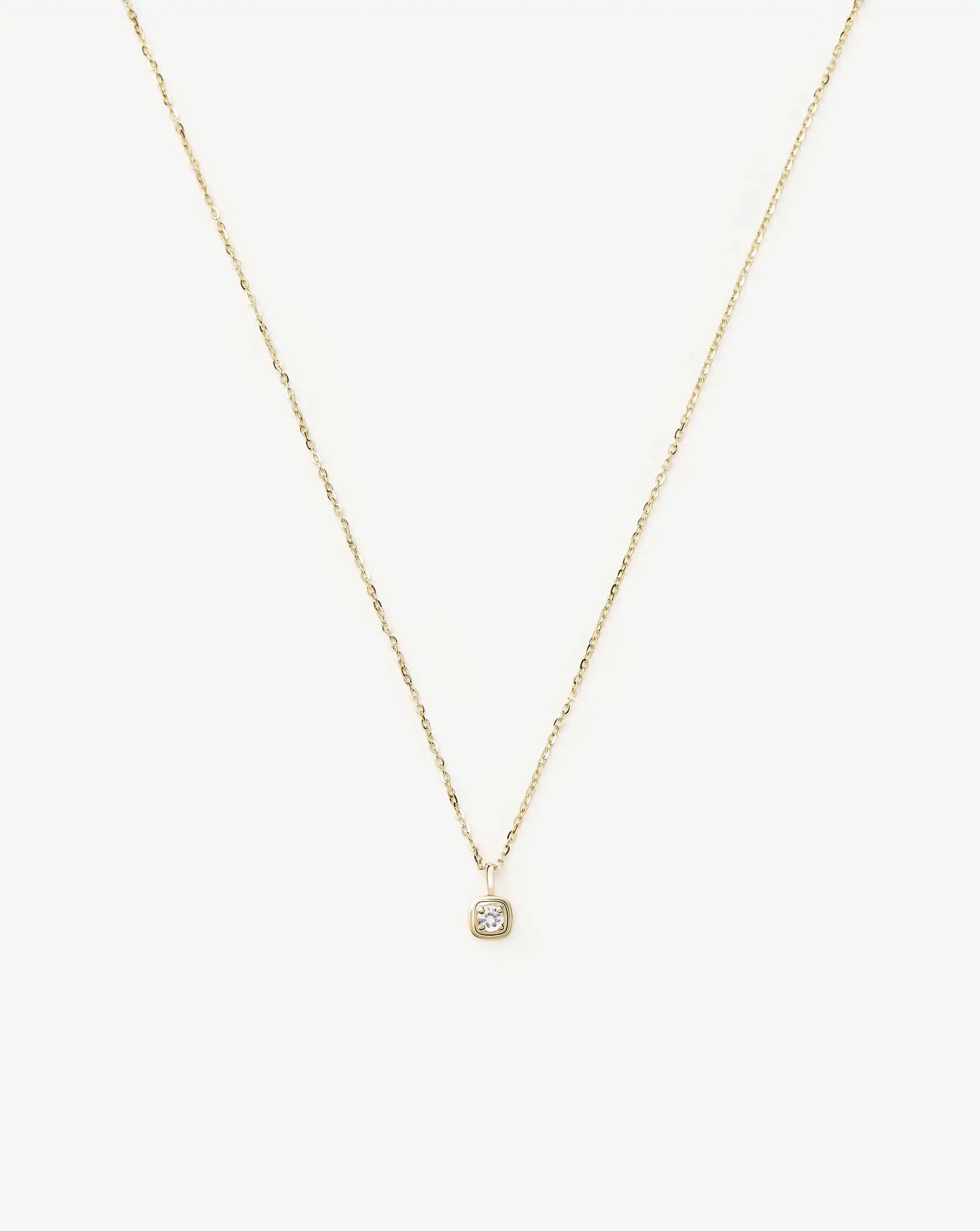 Fine April Birthstone Pendant Necklace | 14k Solid Gold/White Sapphire Necklace Missoma 