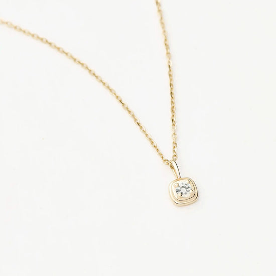 Fine April Birthstone Pendant Necklace | 14k Solid Gold/White Sapphire Necklace Missoma 