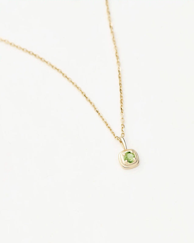 Solid Gold August Birthstone Pendant Necklace | 14k Solid Gold/Peridot