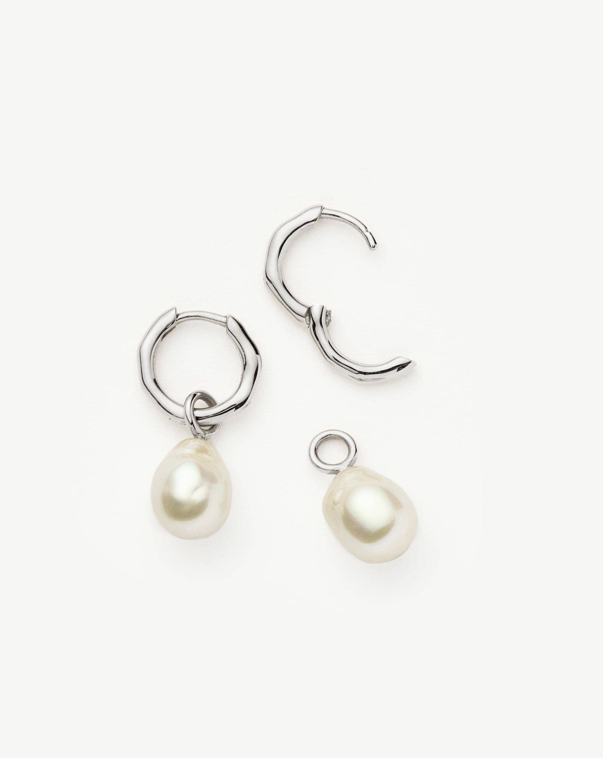 Fine Baroque Pearl Organic Hoop Earrings | 14k Solid White Gold/Pearl Earrings Missoma 