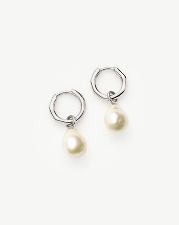 Fine Baroque Pearl Organic Hoop Earrings | 14k Solid White Gold/Pearl Earrings Missoma 