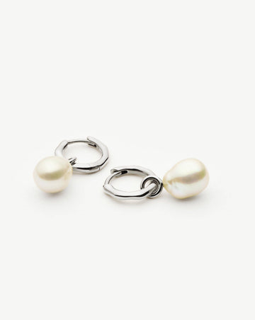 Fine Baroque Pearl Organic Hoop Earrings | 14k Solid White Gold/Pearl Earrings Missoma 