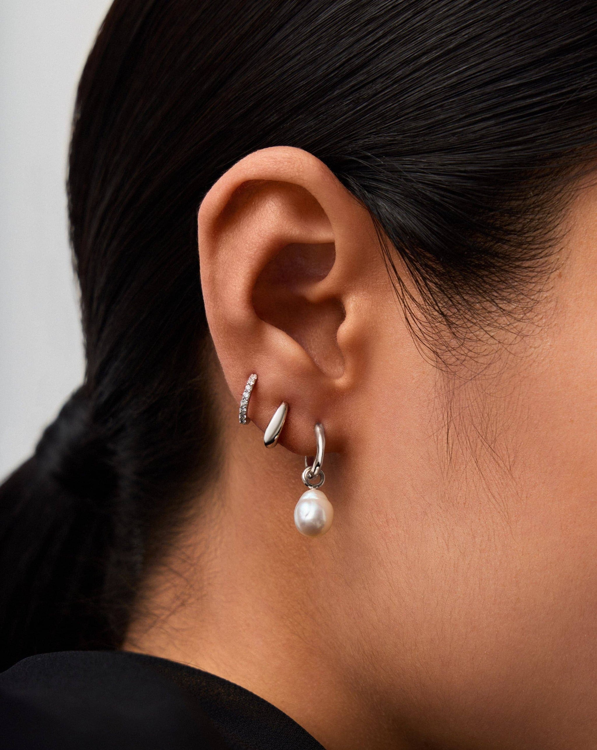 Fine Baroque Pearl Organic Hoop Earrings | 14k Solid White Gold/Pearl Earrings Missoma 