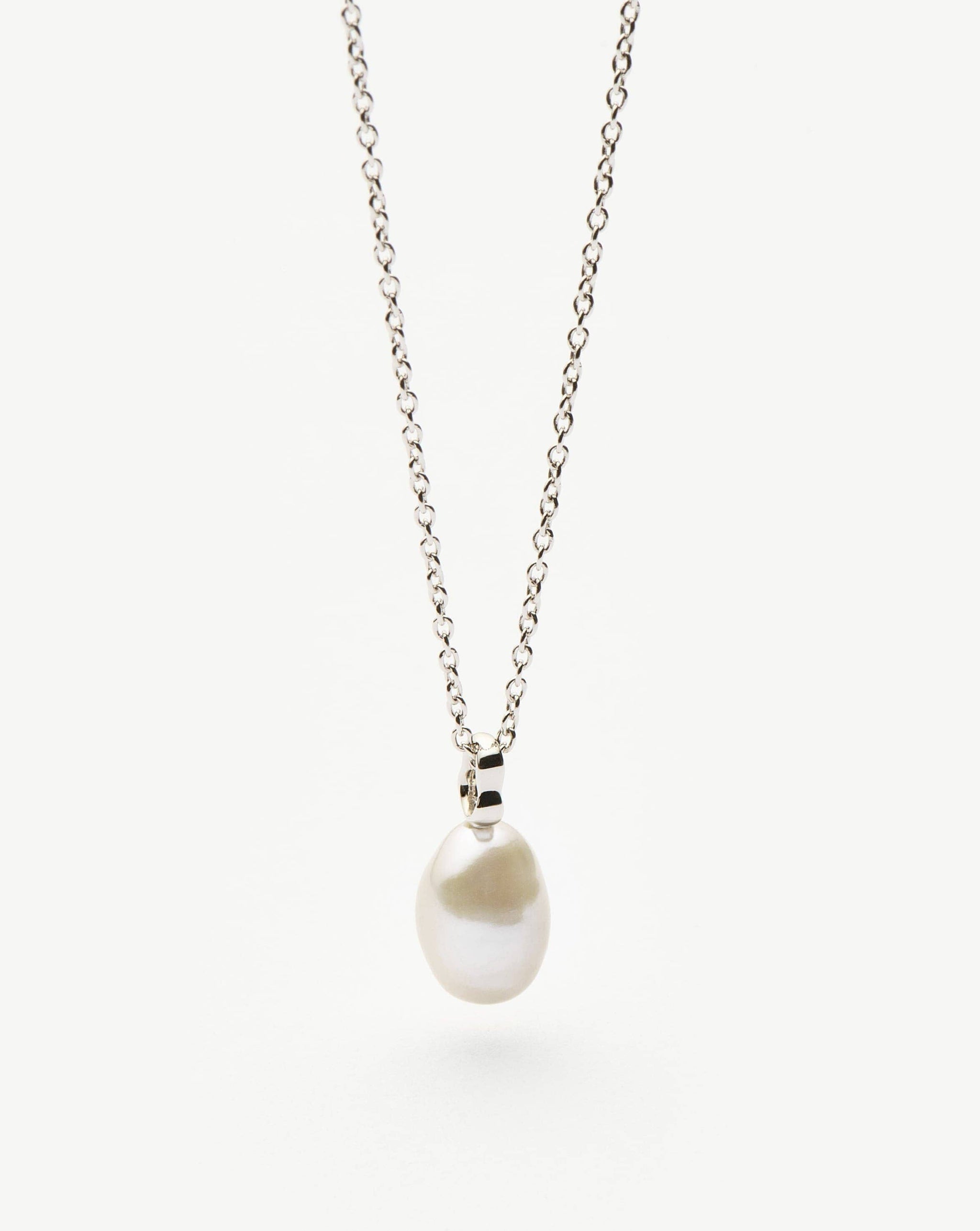 Fine Baroque Pearl Organic Pendant Necklace | 14k Solid White Gold/Pearl Necklaces Missoma 