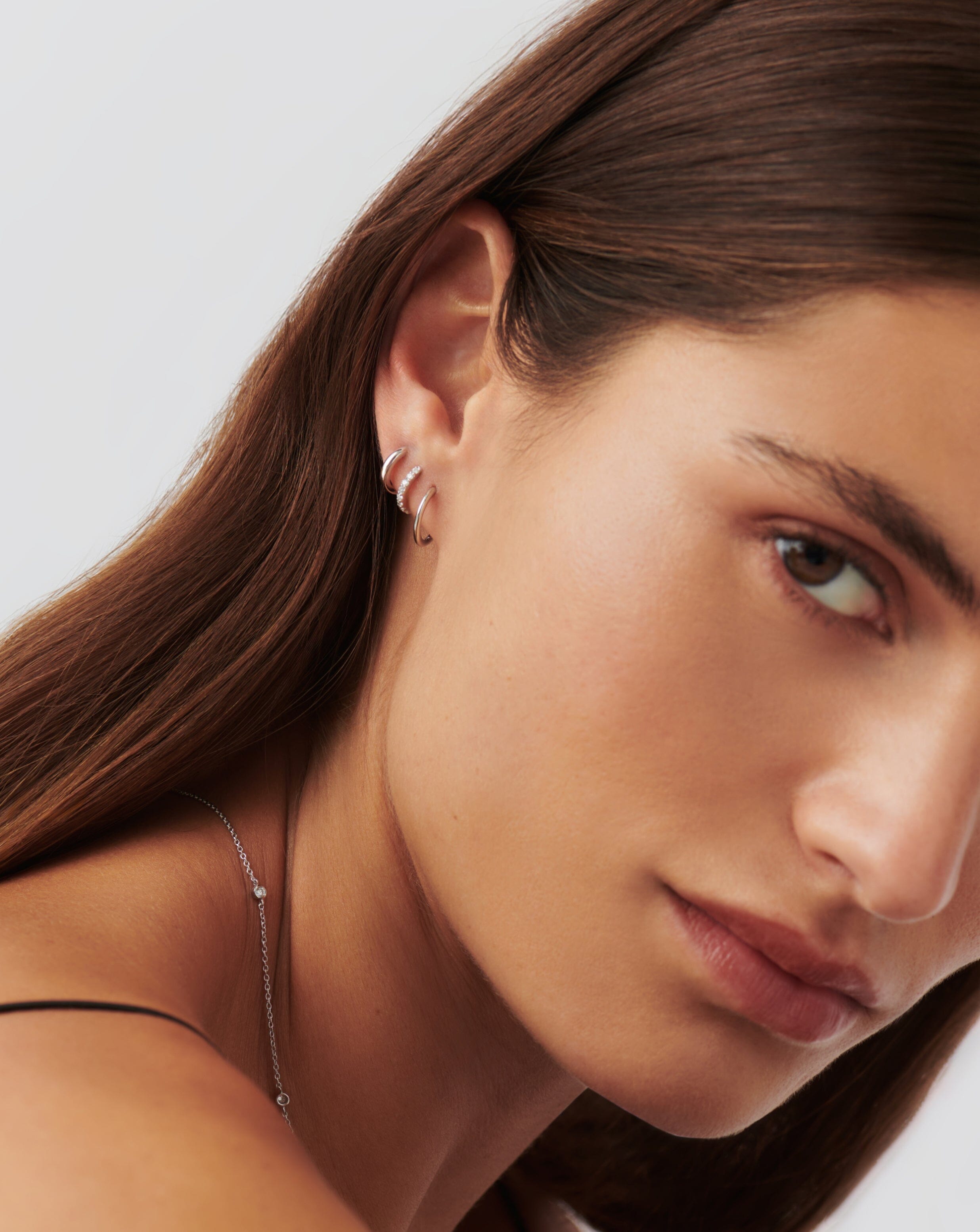 Fine Classic Diamond Huggies | 14ct White Gold/Diamond Earrings Missoma 
