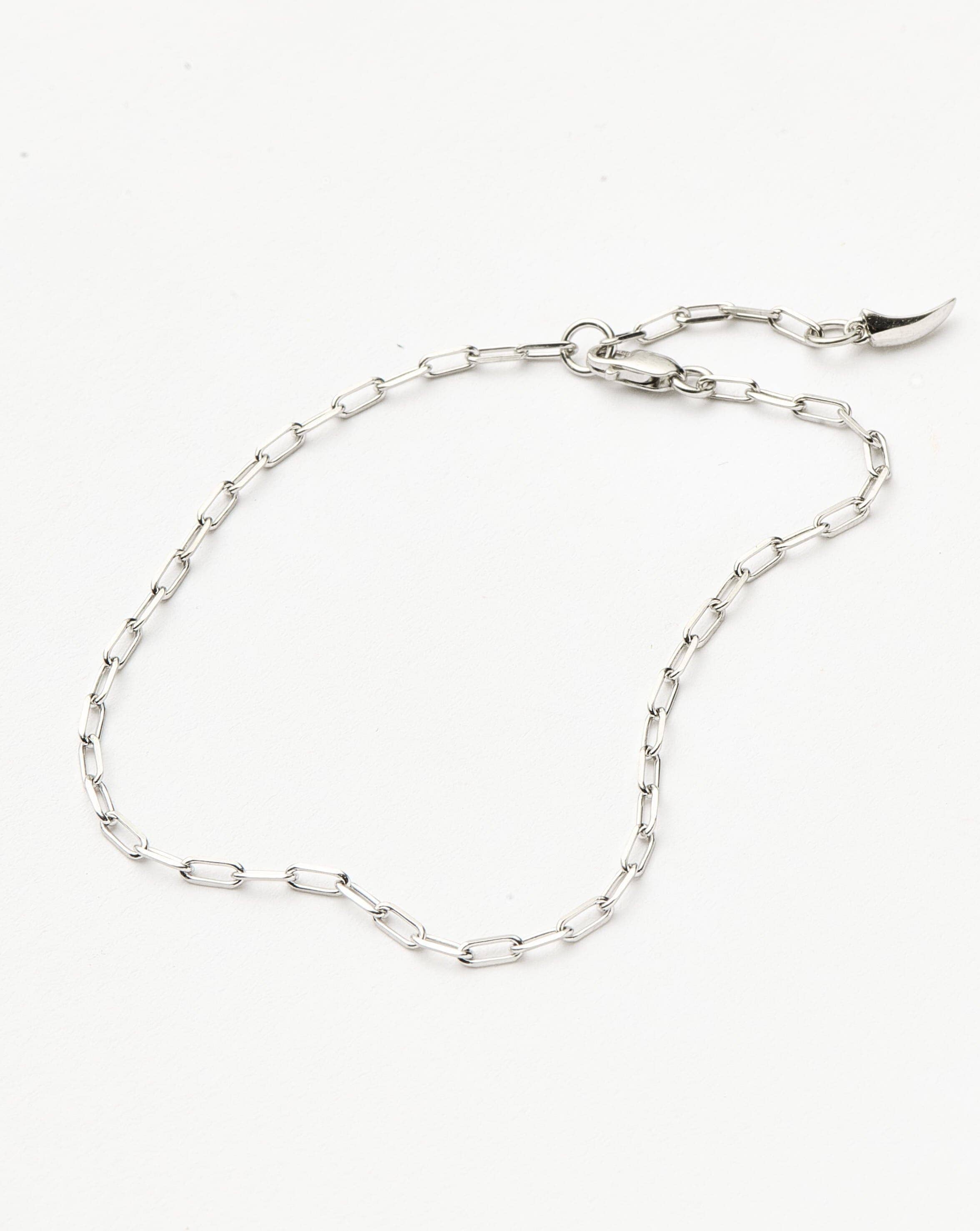 Fine Classic Paperclip Chain Bracelet | 14k Solid White Gold Bracelets Missoma 