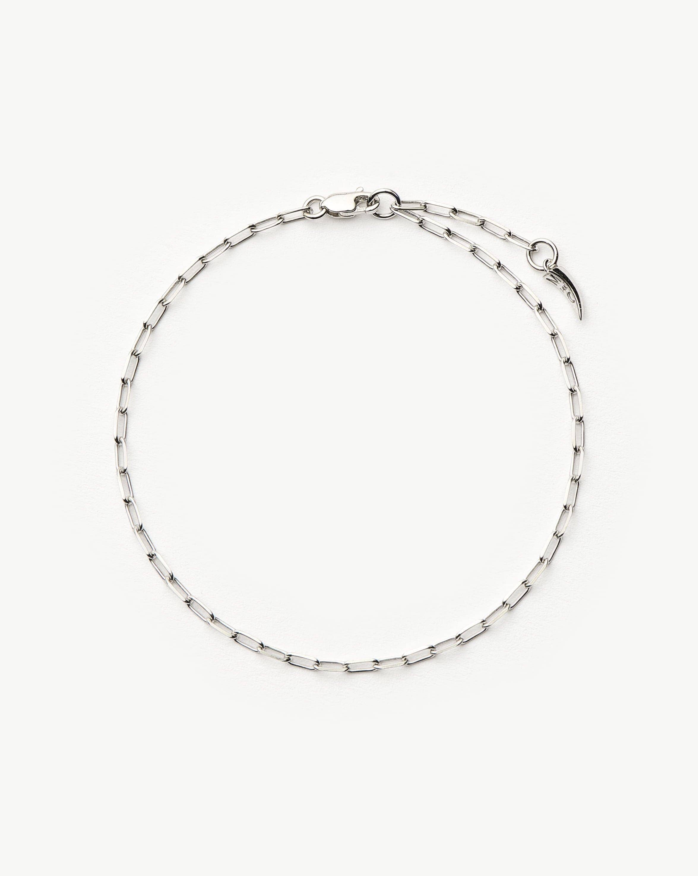 Fine Classic Paperclip Chain Bracelet | 14k Solid White Gold Bracelets Missoma 