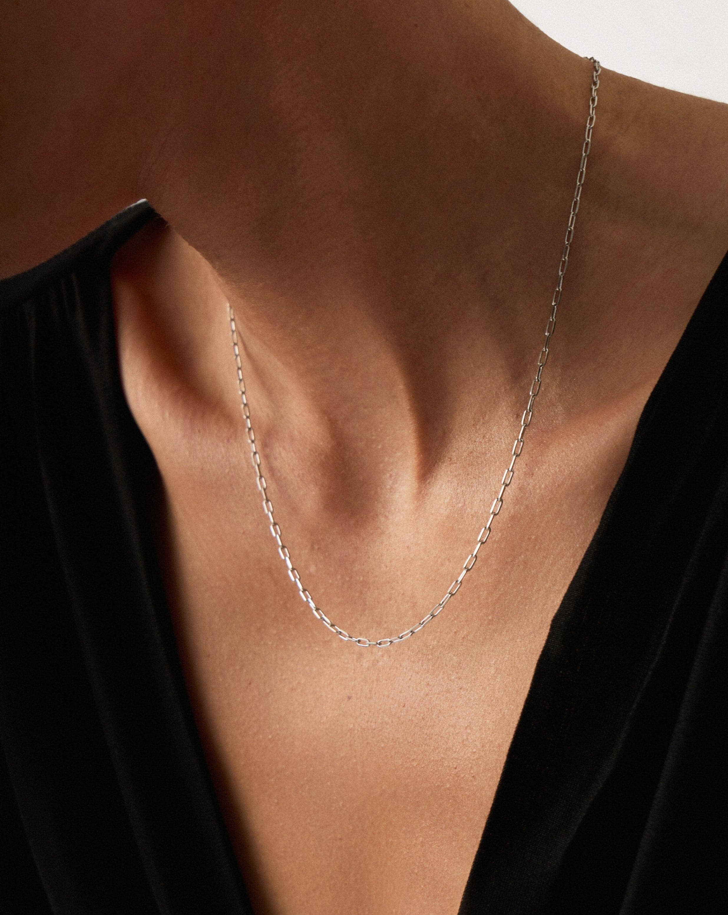 Fine Classic Paperclip Chain Necklace | 14k Solid White Gold Necklaces Missoma 