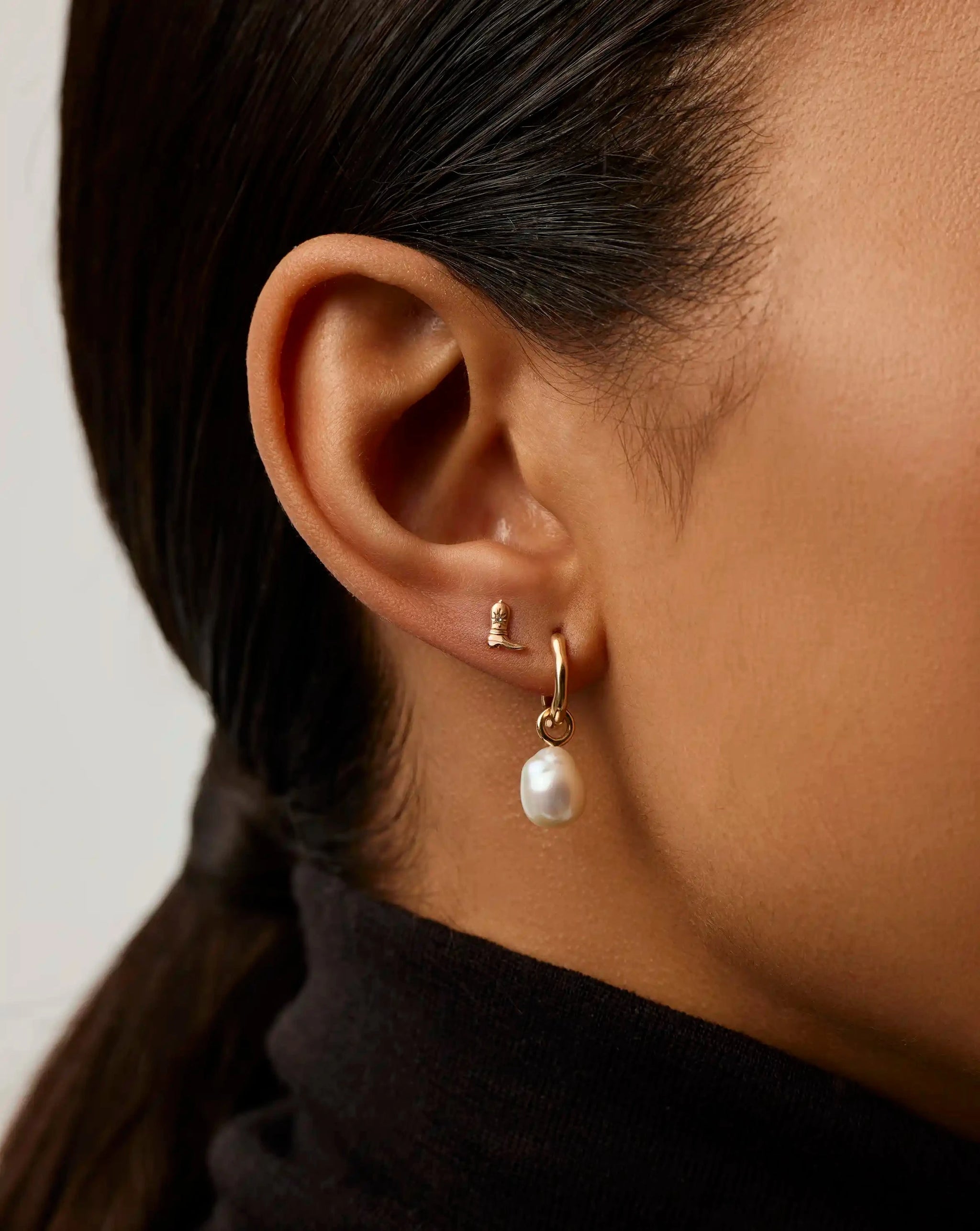 Fine Cowboy Boot Single Stud Earring | 14k Solid Gold/Diamond Earrings Missoma 
