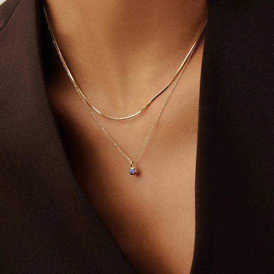 Fine December Birthstone Pendant Necklace | 14k Solid Gold/Tanzanite Necklace Missoma 