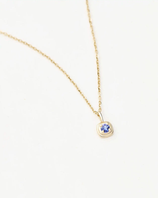 Solid Gold December Birthstone Pendant Necklace | 14k Solid Gold/Tanzanite