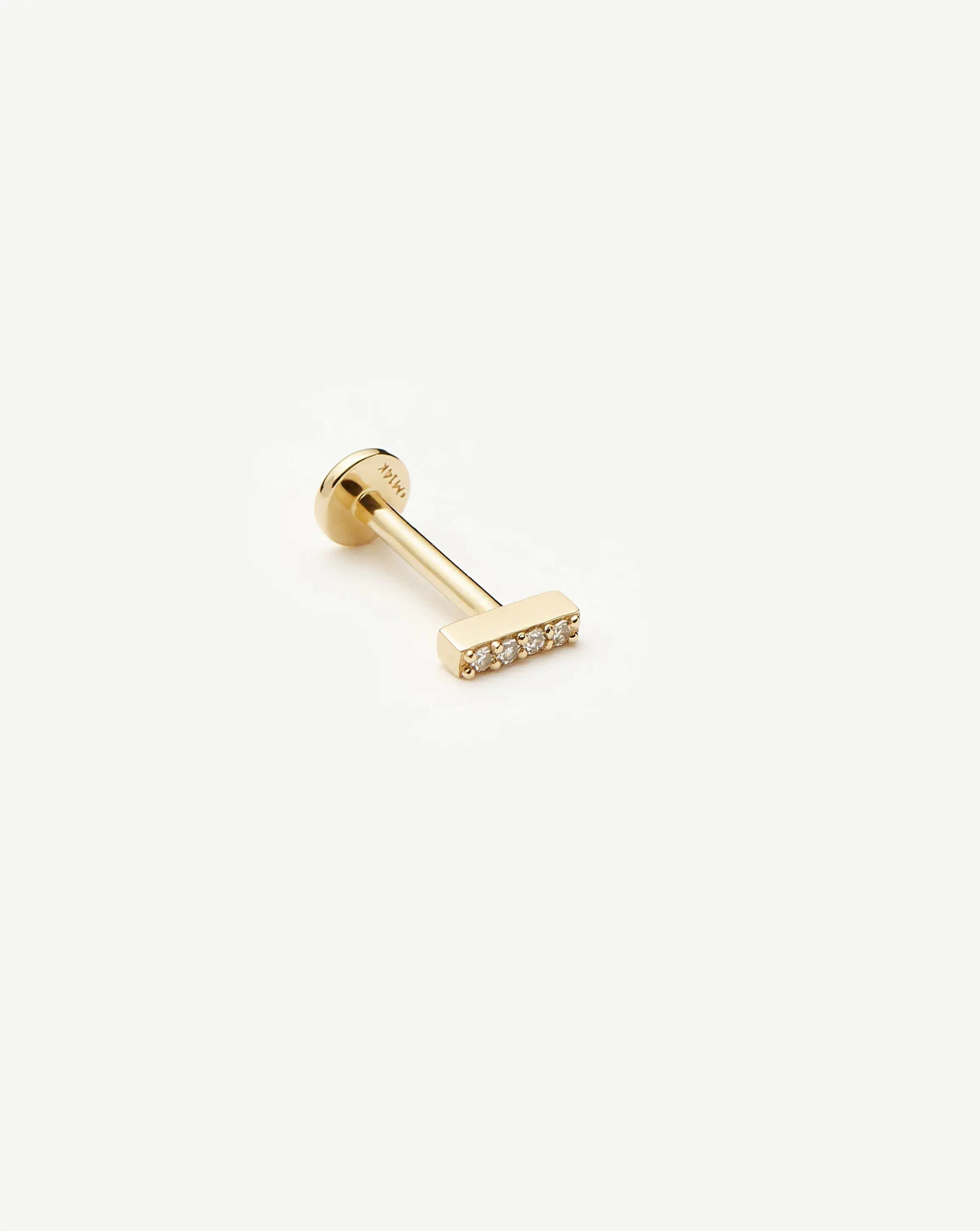 Fine Diamond Bar Flat Back Stud Earring | 14k Yellow Gold/Diamond Earrings Missoma 