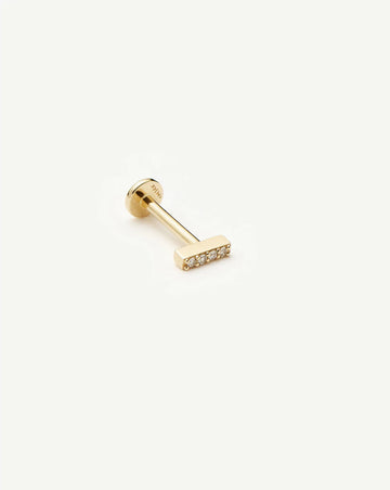 Fine Diamond Bar Flat Back Stud Earring | 14k Yellow Gold/Diamond Earrings Missoma 