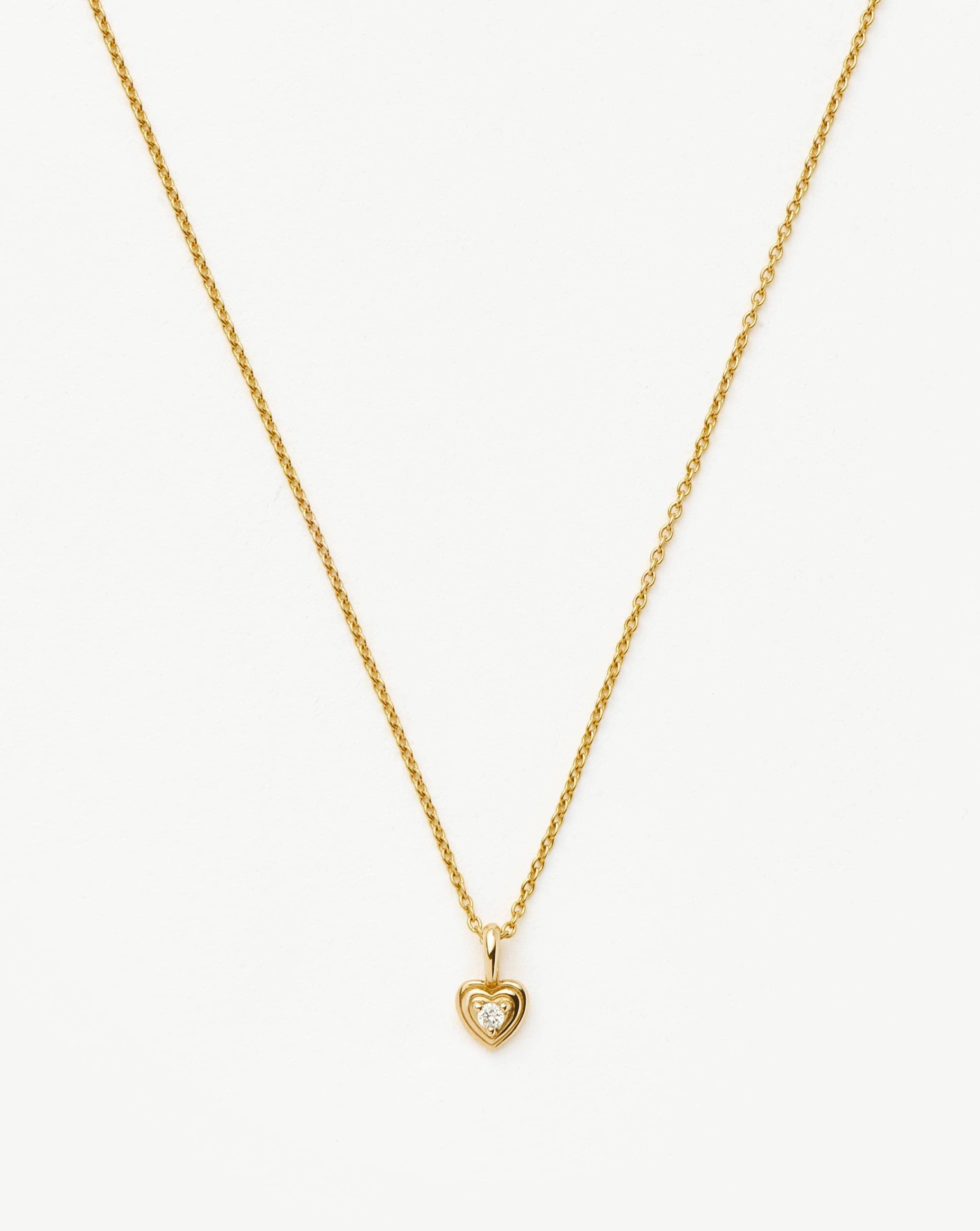 Fine Diamond Heart Mini Pendant Necklace | 14k solid Gold/Diamond Necklaces Missoma 