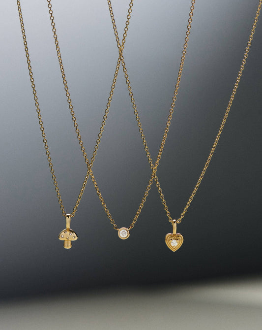 Fine Diamond Heart Mini Pendant Necklace | 14k solid Gold/Diamond Necklaces Missoma 