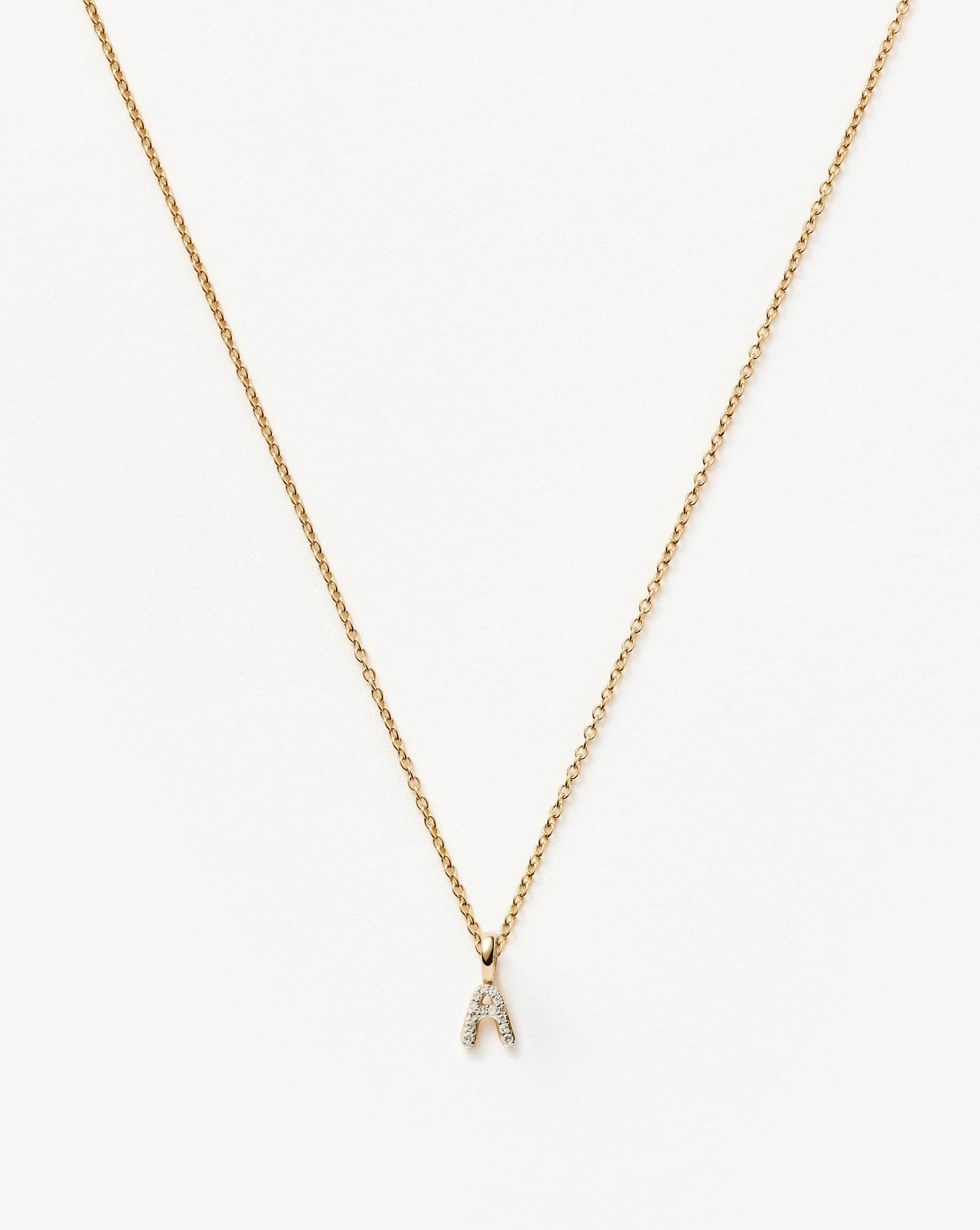 Fine Diamond Initial Mini Pendant Necklace - A | 14k Solid Yellow Gold Plated/Diamond Necklaces Missoma 