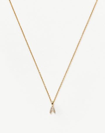 Fine Diamond Initial Mini Pendant Necklace - A | 14k Solid Yellow Gold Plated/Diamond Necklaces Missoma 