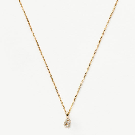 Fine Diamond Initial Mini Pendant Necklace - B | 14k Solid Yellow Gold Plated/Diamond Necklaces Missoma 