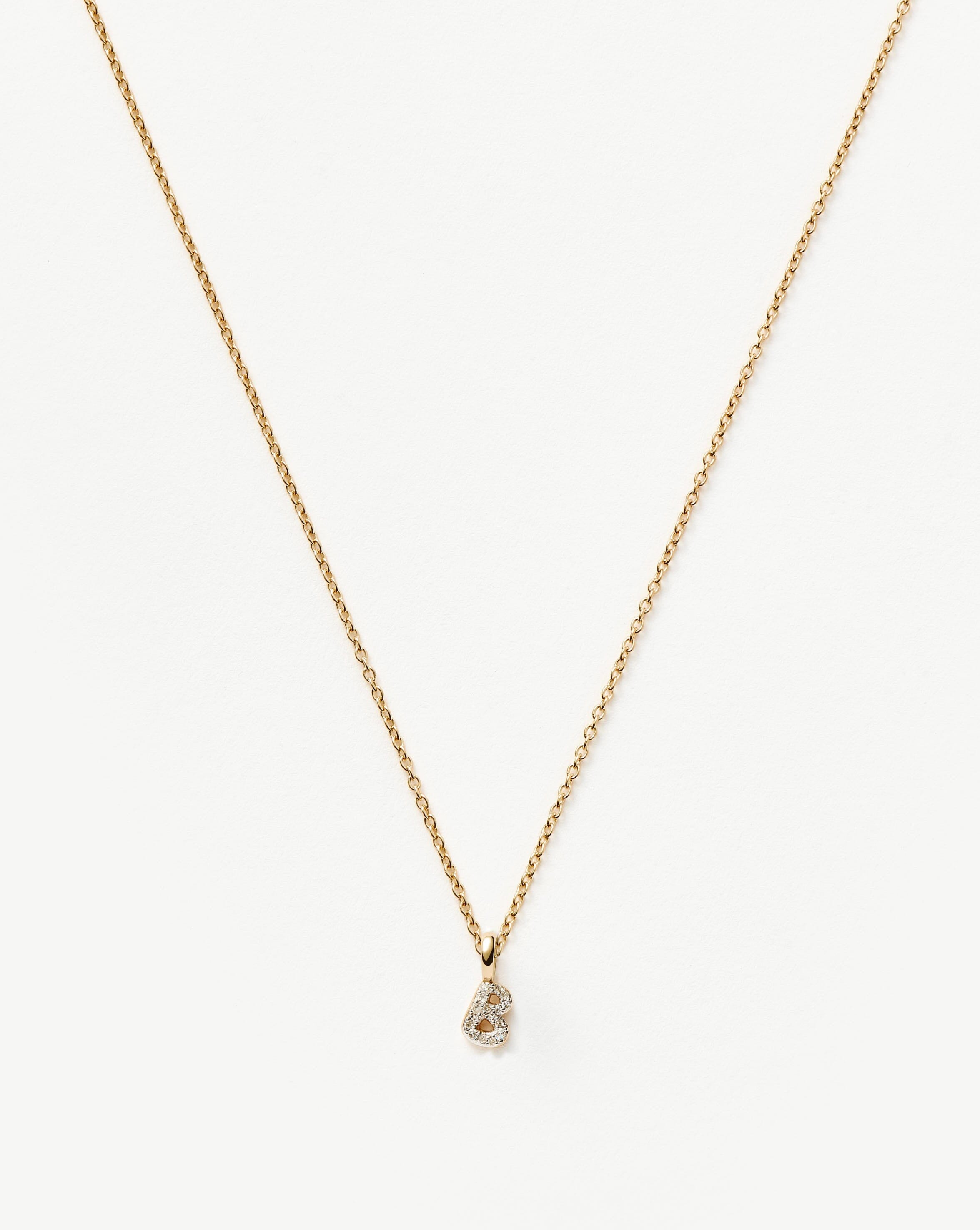 Fine Diamond Initial Mini Pendant Necklace - B | 14k Solid Yellow Gold Plated/Diamond Necklaces Missoma 